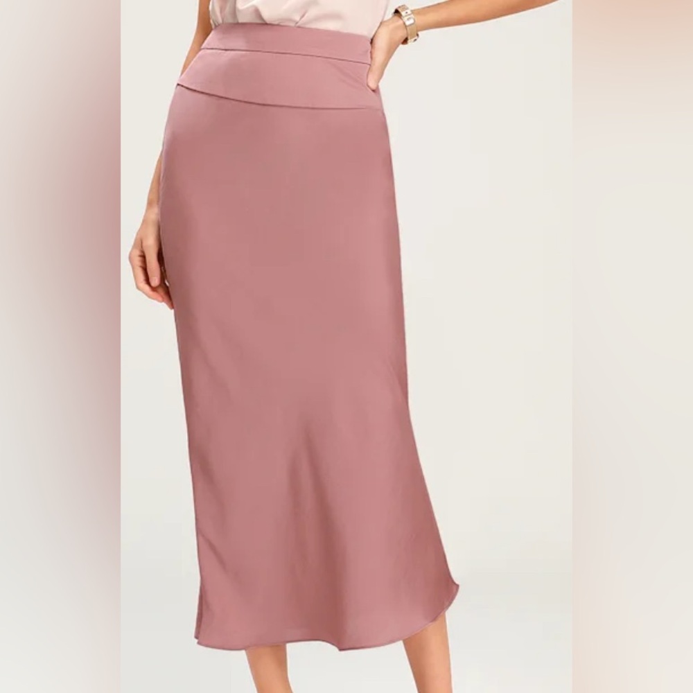 Free People Mauve Silk Midi Skirt